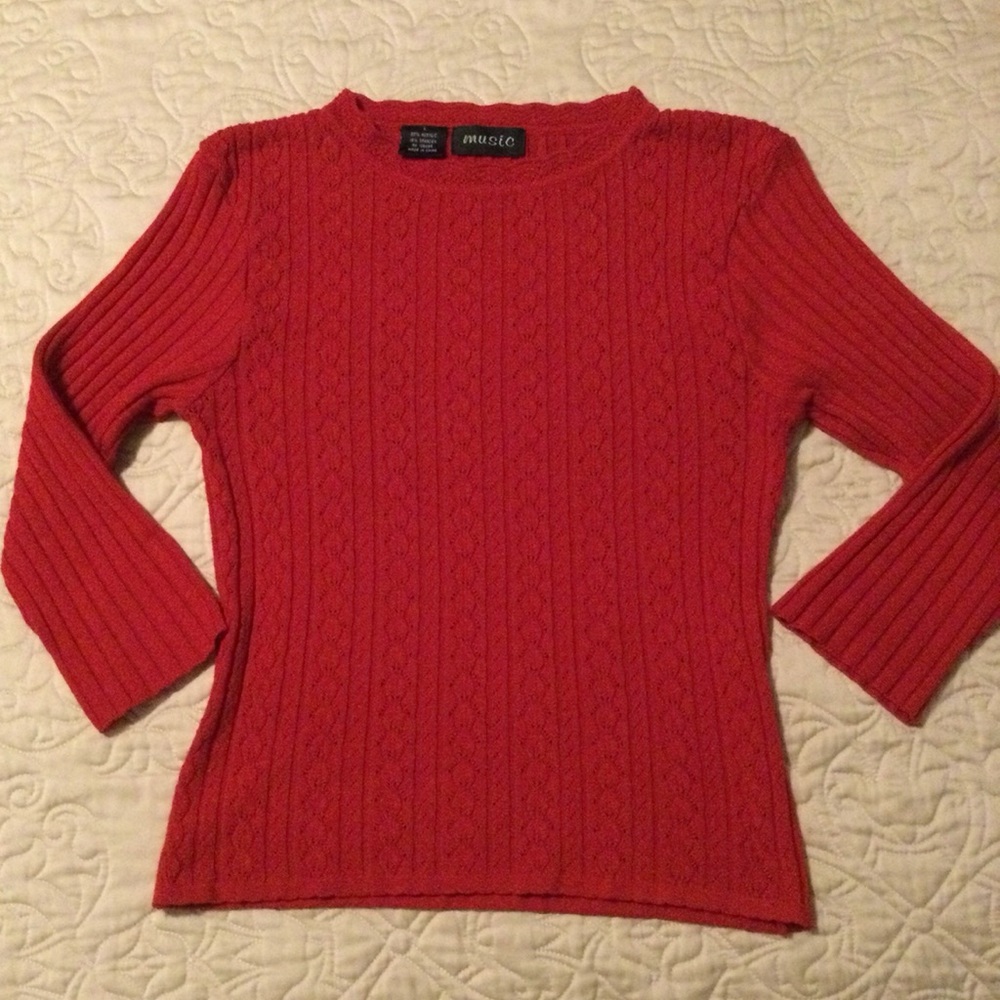 Red Cable Knit Sweater